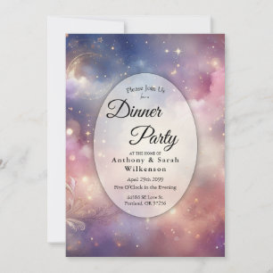 Shimmering Celestial Stardust Skies Dinner Party Kaart
