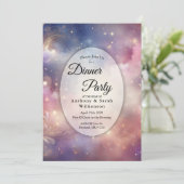 Shimmering Celestial Stardust Skies Dinner Party Kaart (Staand voorkant)