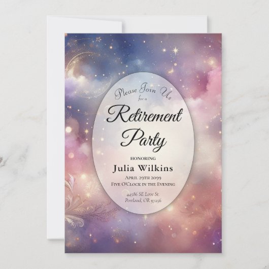 Shimmering Celestial Stardust Skies Pensioen Kaart (Voorkant)