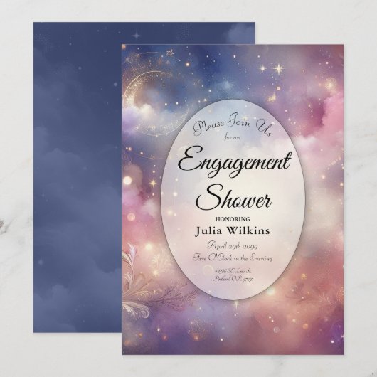 Shimmering Celestial Stardust Skies Shower Kaart (Voorkant / Achterkant)