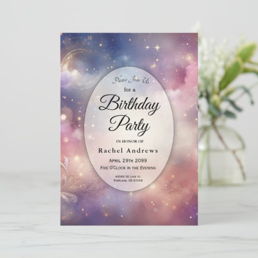 Shimmering Celestial Stardust Skies Verjaardagsfee Kaart (Staand voorkant)