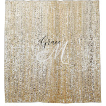 Shimmering Champagne Sparking Modern Monogram