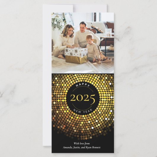 Shimmering Circle Lights Nieuwjaarsfoto's Groet (Voorkant)