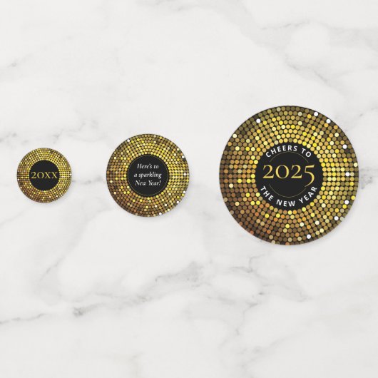 Shimmering Circle Lights Oudejaarsfeest Confetti (Voorkanten)