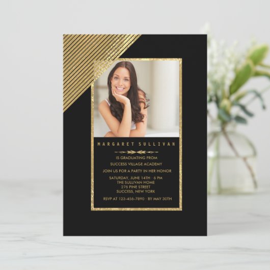 Shimmering Corner Stripes Fotouitnodiging Kaart (Staand voorkant)