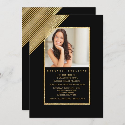 Shimmering Corner Stripes Fotouitnodiging Kaart (Voorkant / Achterkant)