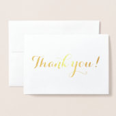 Shimmering Echt Goud Dank u Typografie Trouwen Folie Kaarten (Voorkant met envelop)