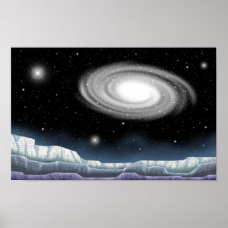 Shimmering galaxy as seen from a planet. poster