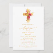 Shimmering Gold Cross Baptism Celebration Design Kaart (Voorkant)