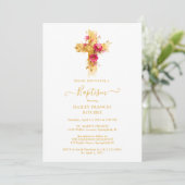 Shimmering Gold Cross Baptism Celebration Design Kaart (Staand voorkant)