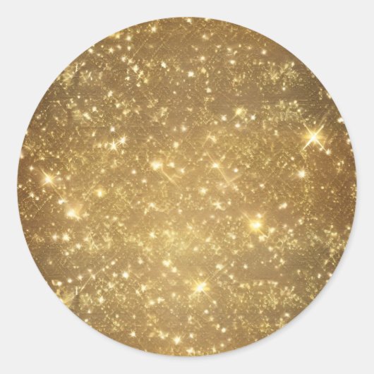 Shimmering Golden Glitter Ronde Sticker (Voorkant)