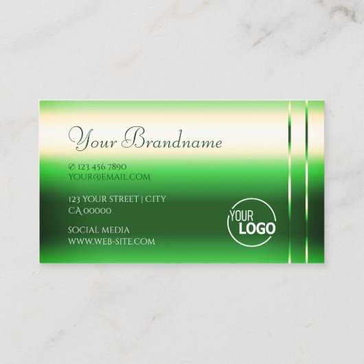 Shimmering Grass Green Sparkle Diamonds voeg Logo  Visitekaartje (Achterkant)