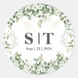 Shimmering Leaves: Gepersonaliseerde Botanische St Ronde Sticker