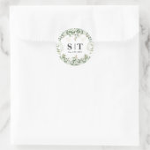 Shimmering Leaves: Gepersonaliseerde Botanische St Ronde Sticker (Tas)