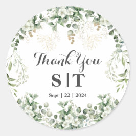 Shimmering Leaves: Gepersonaliseerde Botanische St Ronde Sticker