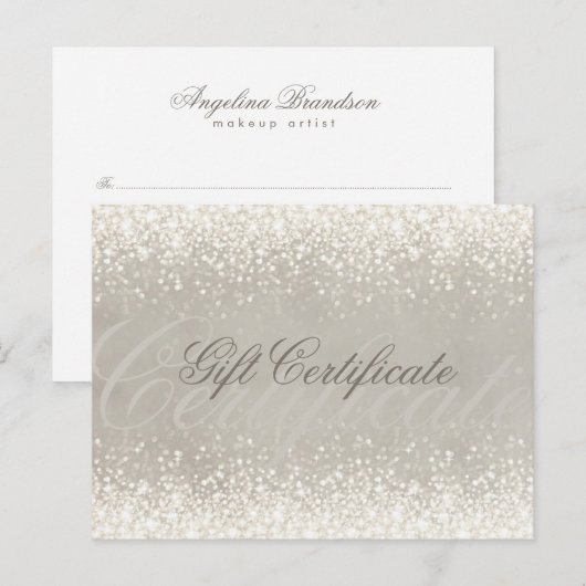 Shimmering Light Glitter Grijs Cadeaubon Briefkaart (Voorkant / Achterkant)