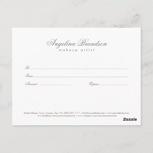 Shimmering Light Glitter Grijs Cadeaubon Briefkaart (Achterkant)