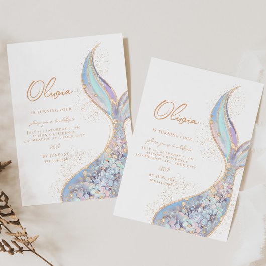 Shimmering Mermaid Tail verjaardagsuitnodiging Kaart