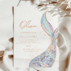Shimmering Mermaid Tail verjaardagsuitnodiging Kaart
