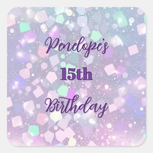 Shimmering Pastel Verjaardag Viering Stickers (Voorkant)