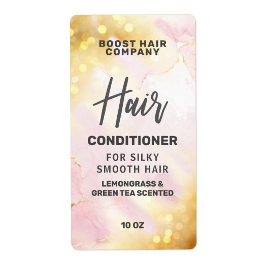  Shimmering Pink Gold Hair Product Labels (Voorkant)