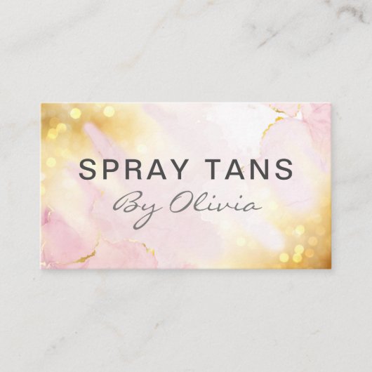 Shimmering Pink Gold Spray Tanning Service Visitekaartje (Voorkant)