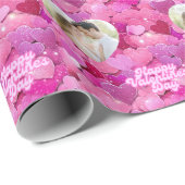 Shimmering Pink Hearts Custom Photo Cadeaupapier (Rol Hoek)