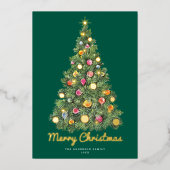 Shimmering Retro Kerstboom Niet-Foto Folie Feestdagenkaart (Voorkant)