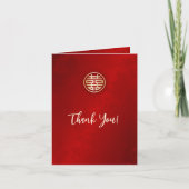 Shimmering rood goud foto Chinese bruiloft Bedankkaart (Voorkant)
