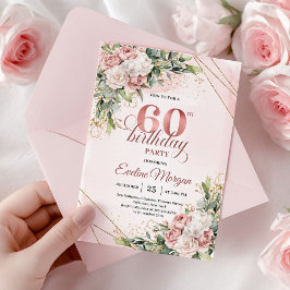 Shimmering Rose Gold Blush Pink 60th Birthday  Kaart