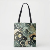 Shimmering Sage Green Celestial Moon Accessory Tote Bag (Voorkant)