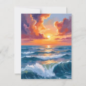 Shimmering Sea Sunset Ocean Watercolor Paint Card (Voorkant)