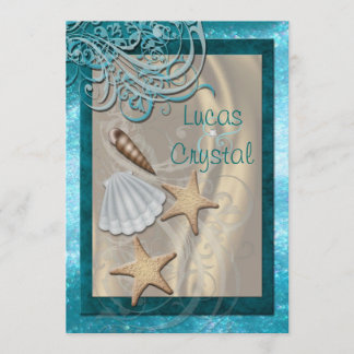 Shimmering Seashell Blauwgroen strand huwelijksuit Kaart
