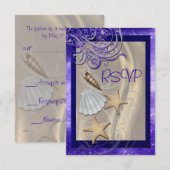 Shimmering Seashell Paarse Beach Rsvp Uitnodiging (Voorkant / Achterkant)