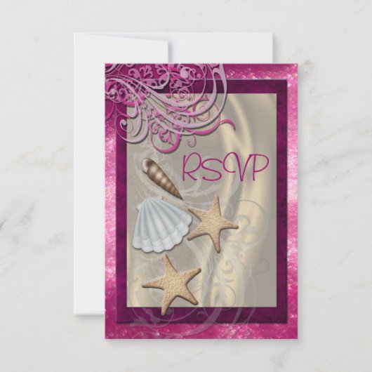 Shimmering Seashell Roze Beach Rsvp Uitnodiging (Voorkant)