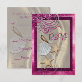 Shimmering Seashell Roze Beach Rsvp Uitnodiging (Voorkant / Achterkant)