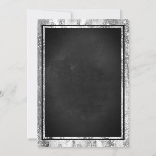 Shimmering Silver Black Chalkboard Jubileum Kaart (Achterkant)