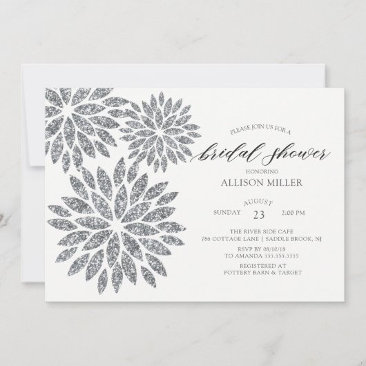 Shimmering Silver Dahlias Vrijgezellenfeest Kaart (Voorkant)