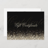 Shimmering Silver Glitter Black Cadeaubon Briefkaart (Voorkant / Achterkant)