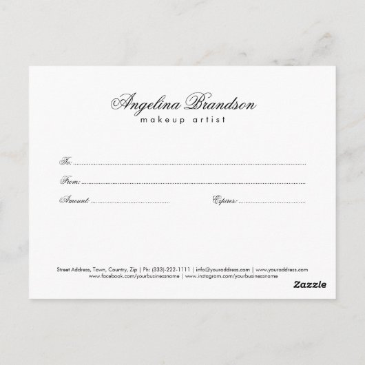 Shimmering Silver Glitter Black Cadeaubon Briefkaart (Achterkant)