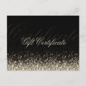 Shimmering Silver Glitter Black Cadeaubon Briefkaart (Voorkant)