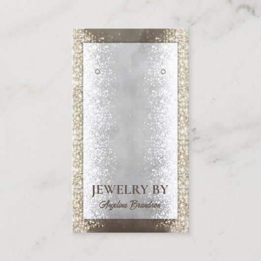 Shimmering Silver Gold Glitter Earring Display Visitekaartje (Voorkant)