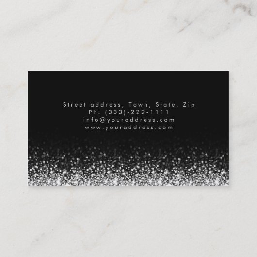 Shimmering Silver Light Make-up Damask Black Kaart Visitekaartje (Achterkant)