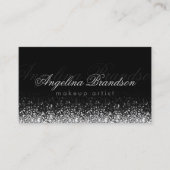 Shimmering Silver Light Make-up Damask Black Kaart Visitekaartje (Voorkant)