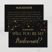 Shimmering Sparkle, je wordt mijn bruidsmeisje Kaa RSVP Kaartje (Voorkant / Achterkant)