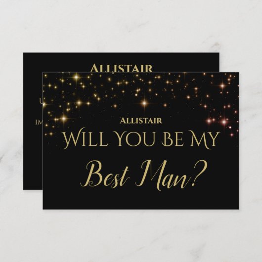 Shimmering Sparkles Wil je mijn beste man zijn? RSVP Kaartje (Voorkant / Achterkant)