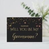 Shimmering Sparkles Wil je mijn Groomsman zijn? RSVP Kaartje (Staand voorkant)