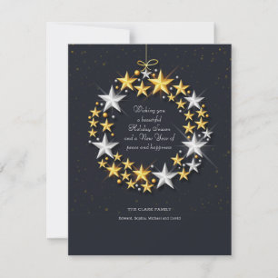 Shimmering Stars Wreath Holiday Kaart