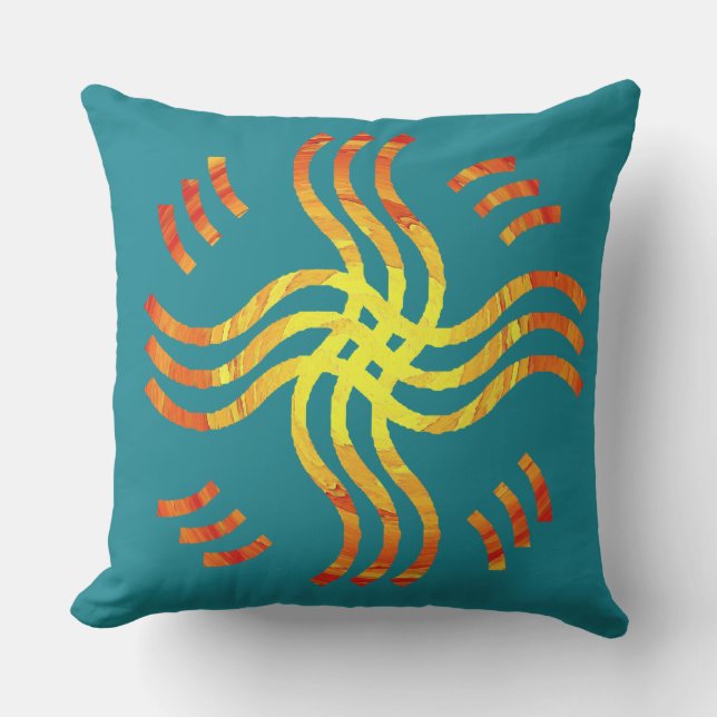 Shimmering Tribal Sun Buitenkussen (Voorkant)