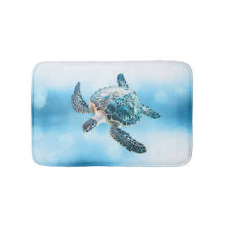 Shimmering Turquoise Sea Turtle | Coastal Badmat